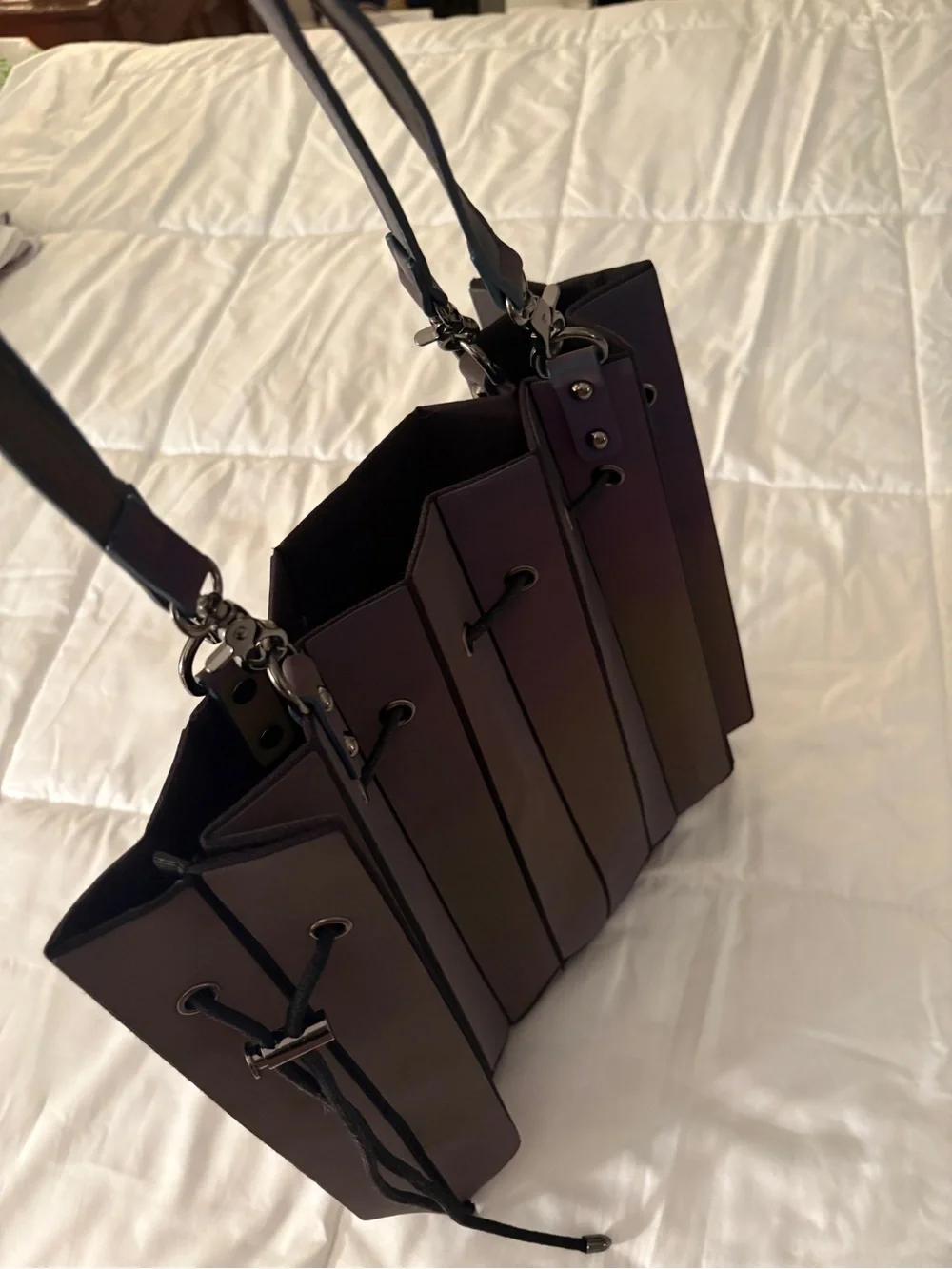 Vintage Y2K Purple Reflective Bucket Bag